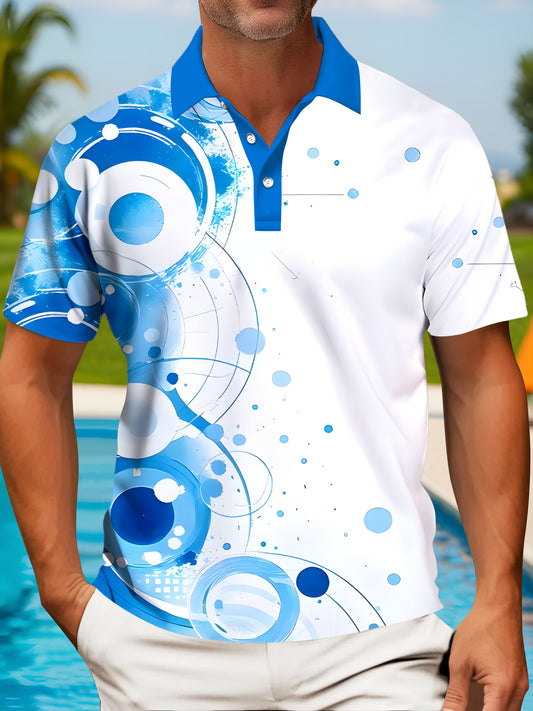 Geometry Men's Short Sleeve Button Polo Shirt