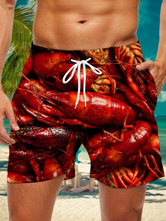 Crayfish Print Men's Print Pocket Shorts