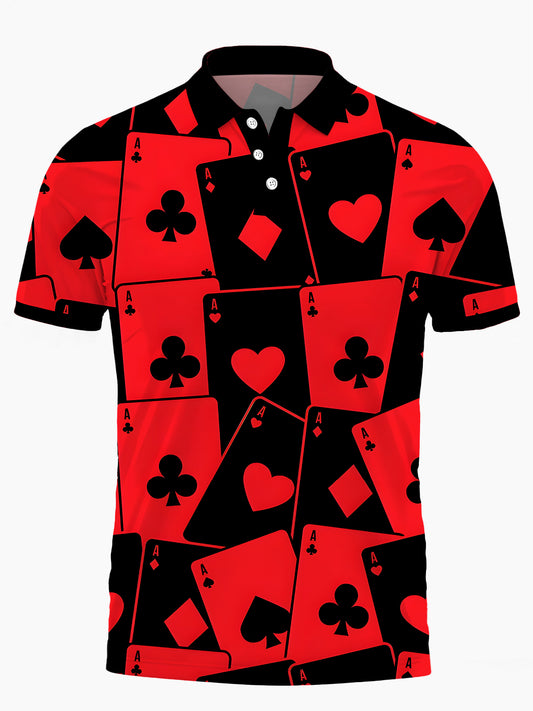 Poker Men's Short Sleeve Button Polo Shirt