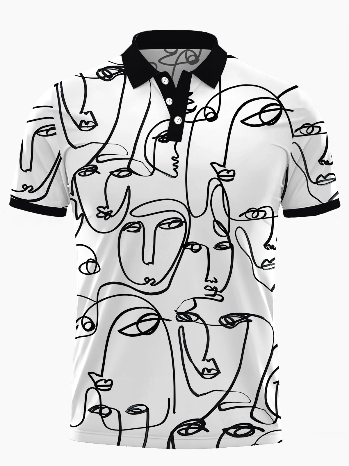 Abstract Art Print Men's Short Sleeve Button Polo Shirt