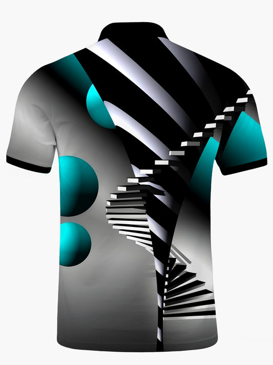 Geometry Men's Short Sleeve Button Polo Shirt