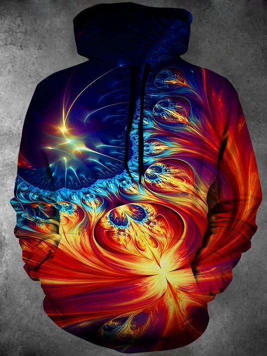 Abstract Gradient Long Sleeve Hooded Pocket Men's Top