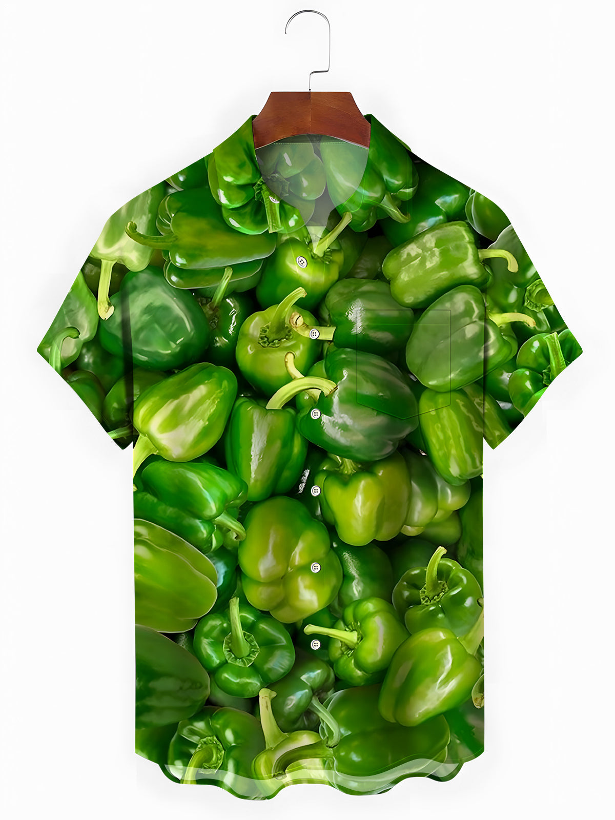 Chili Print Men's Pocket Short Sleeve Shirts