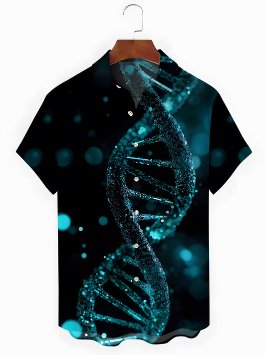 DNA Art Print Men's Pocket Short Sleeve Shirts