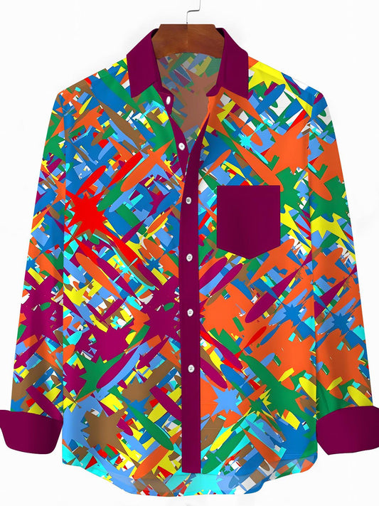 Geometry Men's Pocket Long Sleeve Shirts