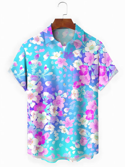 Floral Men's Pocket Short Sleeve Shirts
