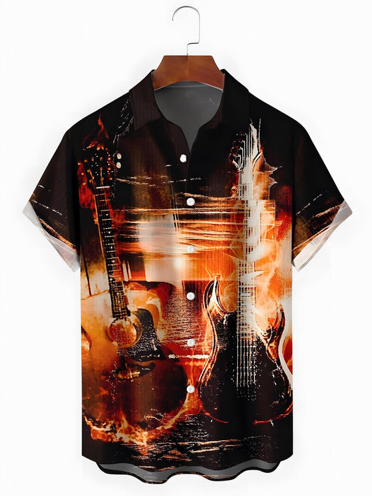 Guitar Men's Pocket Short Sleeve Shirts