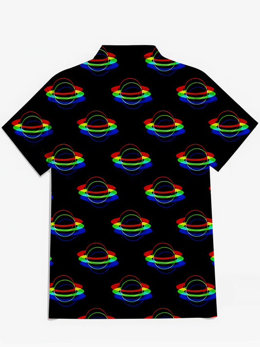 Universe Planet Print Men's Pocket Short Sleeve Shirts