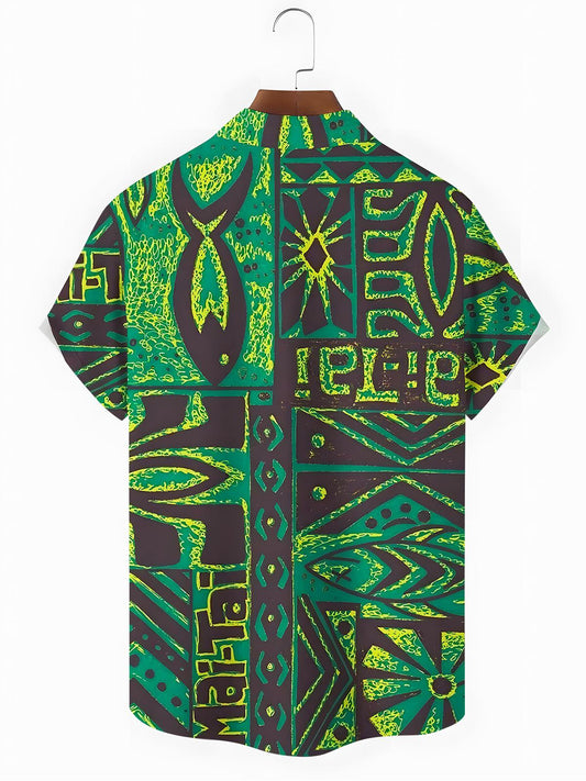 Geometry Fish Men's Pocket Short Sleeve Shirts