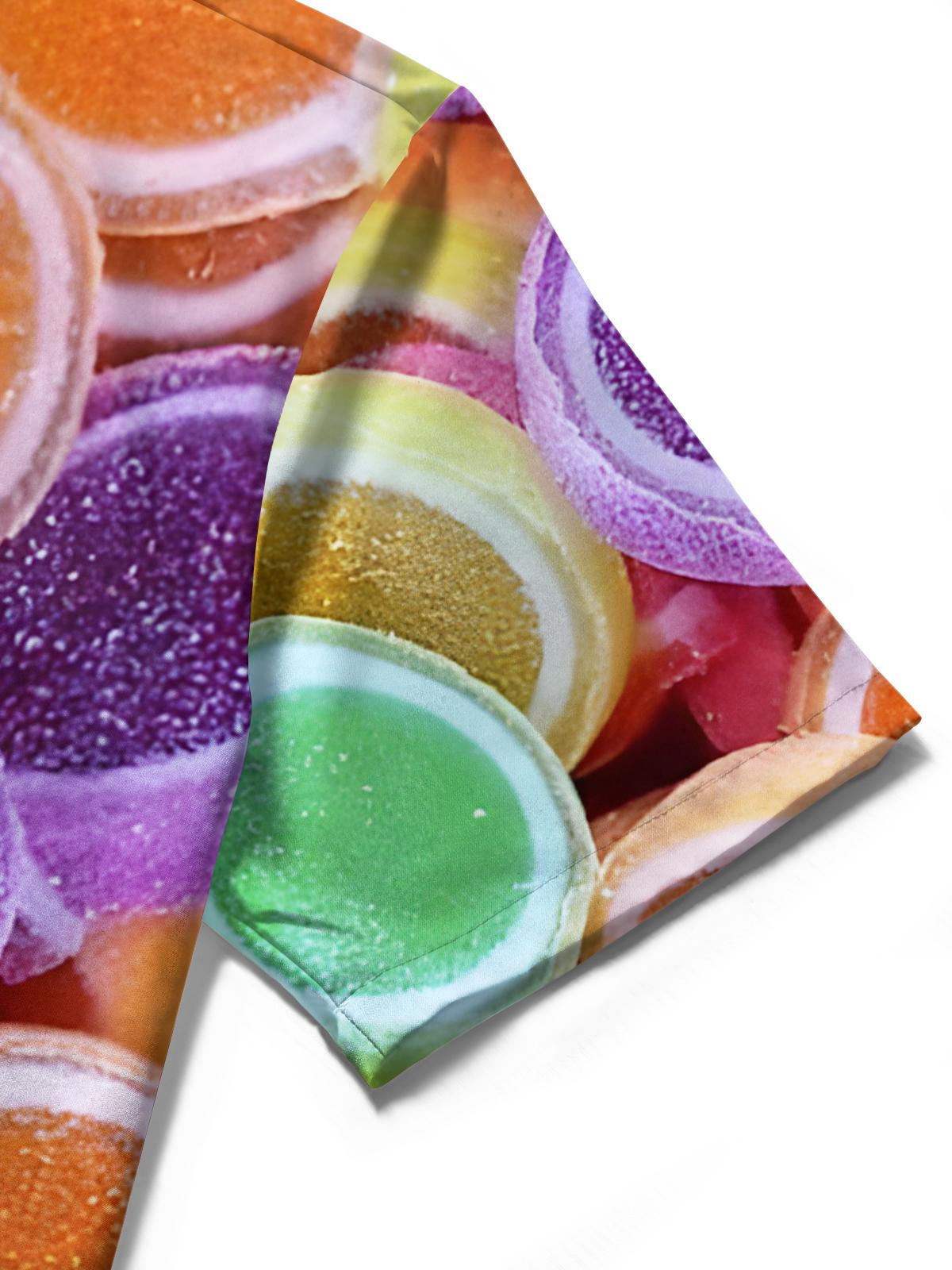 Candy Print Men's Pocket Short Sleeve Shirts