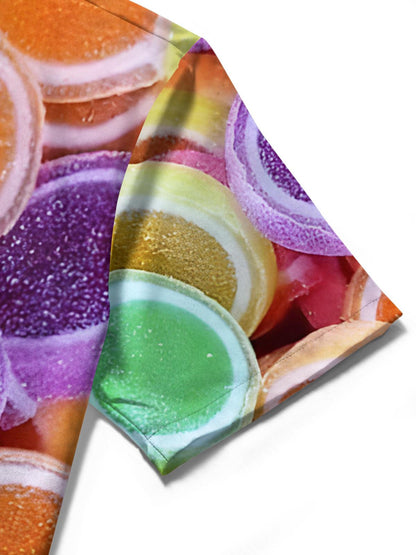 Candy Print Men's Pocket Short Sleeve Shirts