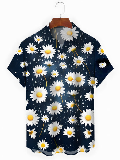 Floral Men's Pocket Short Sleeve Shirts