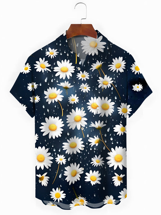 Floral Men's Pocket Short Sleeve Shirts
