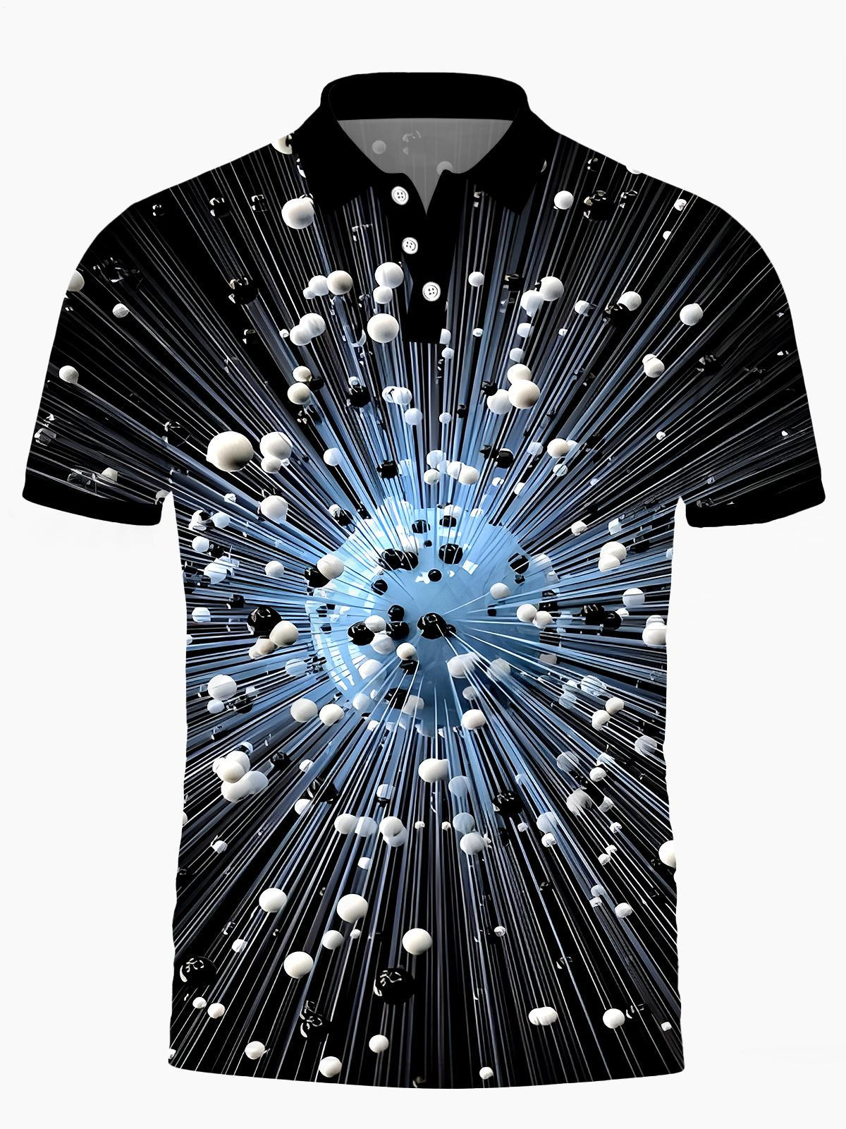 Geometry Men's Short Sleeve Button Polo Shirt