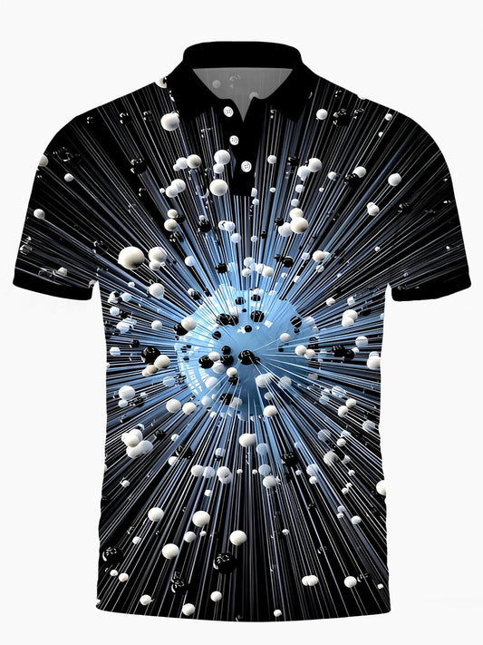 Geometry Men's Short Sleeve Button Polo Shirt