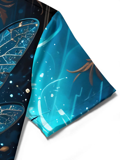 Dragonfly Print Men's Pocket Short Sleeve Shirts