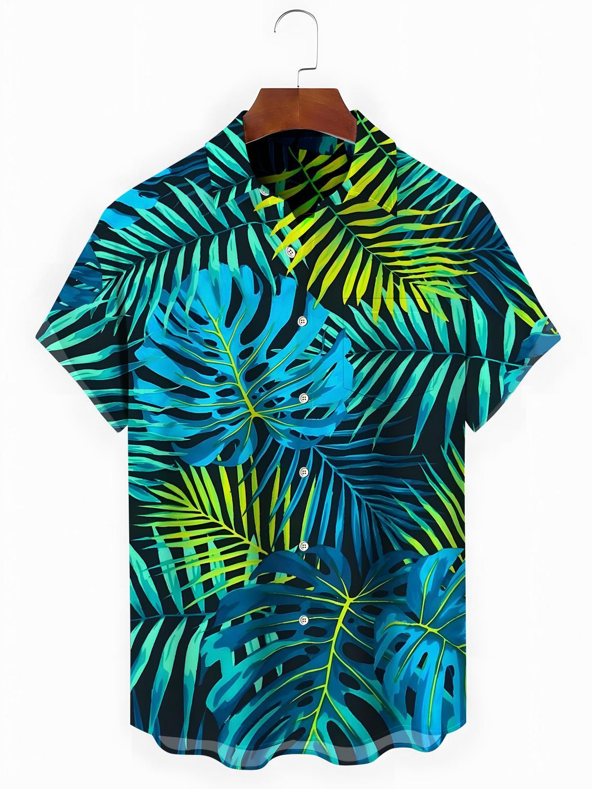 Hawaiian Leaf Men's Pocket Short Sleeve Shirts