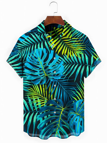 Hawaiian Leaf Men's Pocket Short Sleeve Shirts
