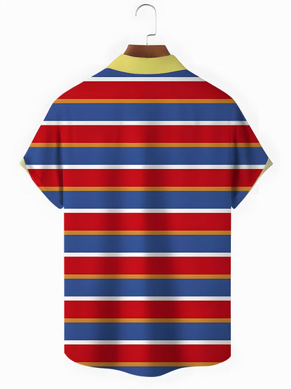 Geometry Stripes Men's Pocket Short Sleeve Shirts