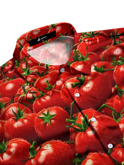 Tomato Print Men's Pocket Short Sleeve Shirts