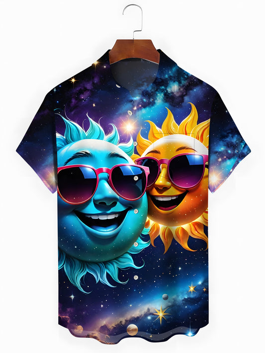 Sun Print Men's Pocket Short Sleeve Shirts