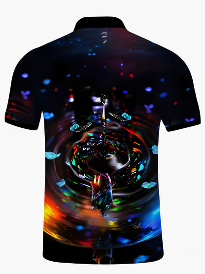 Water Drop Men's Short Sleeve Button Polo Shirt