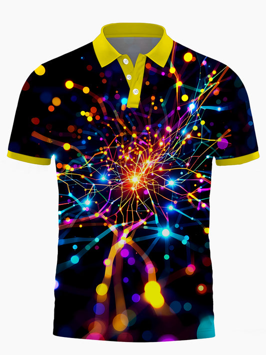 Tie Dye Men's Short Sleeve Button Polo Shirt