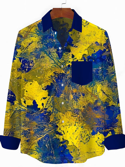 Abstract Men's Pocket Long Sleeve Shirts