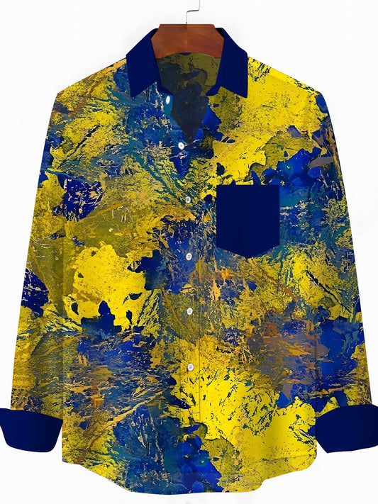 Abstract Men's Pocket Long Sleeve Shirts