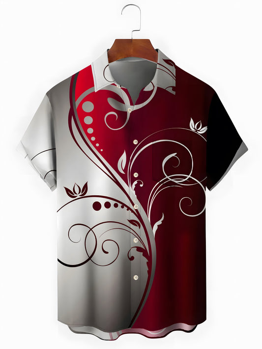 Floral Men's Pocket Short Sleeve Shirts
