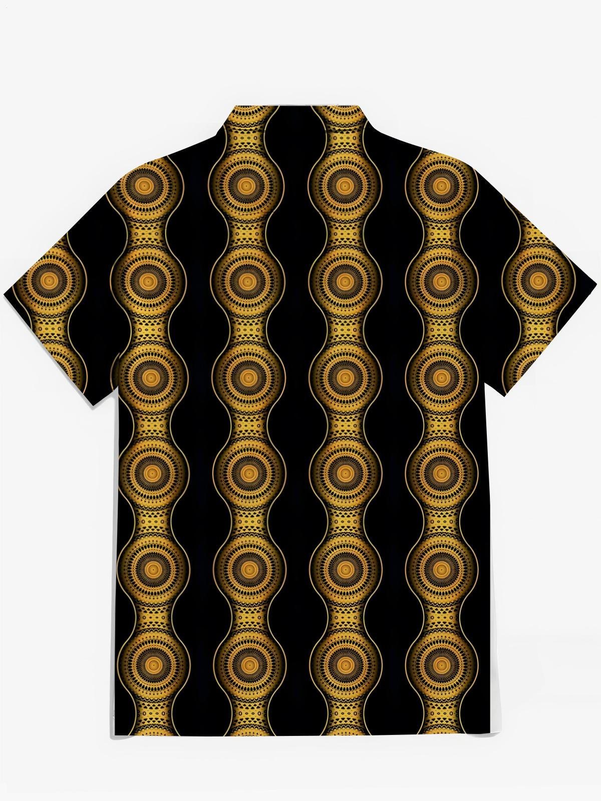 Vintage National Print Men's Pocket Short Sleeve Shirts