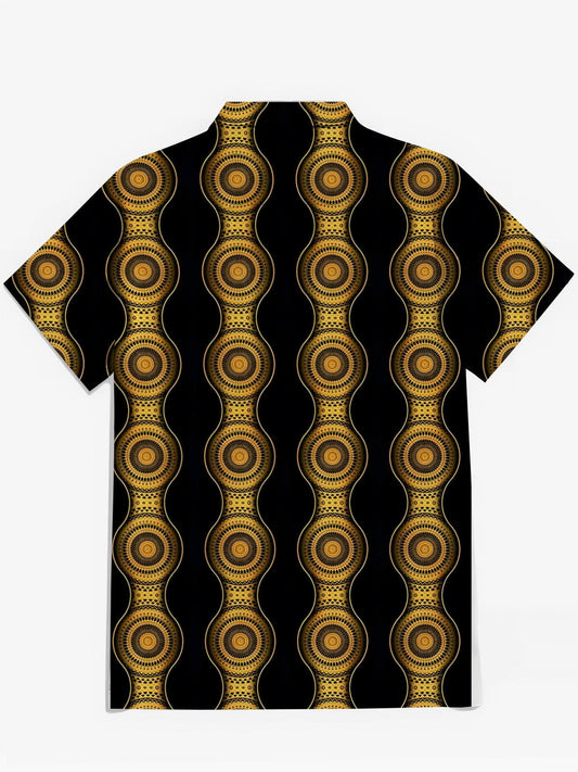 Vintage National Print Men's Pocket Short Sleeve Shirts