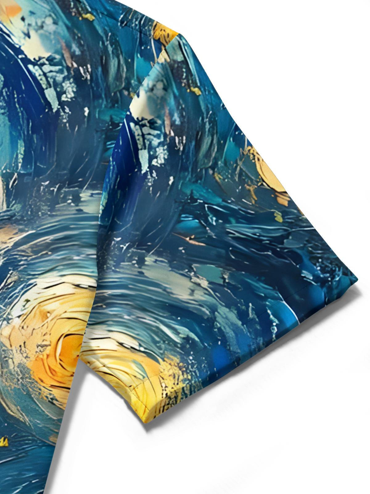 Oil Painting Art Print Men's Pocket Short Sleeve Shirts