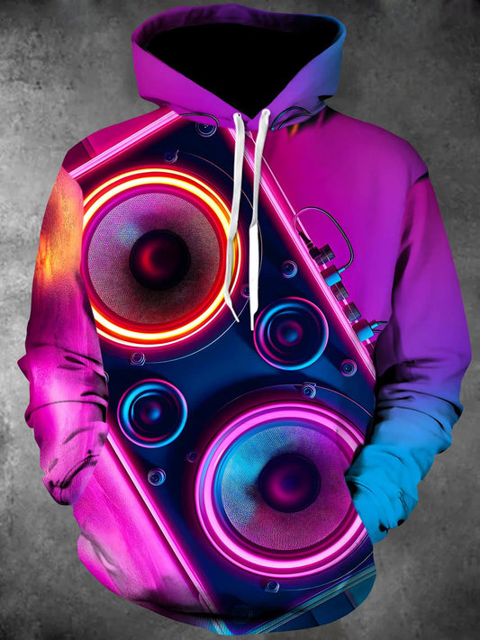 Music Audio Equipment Long Sleeve Hooded Pocket Men's Top