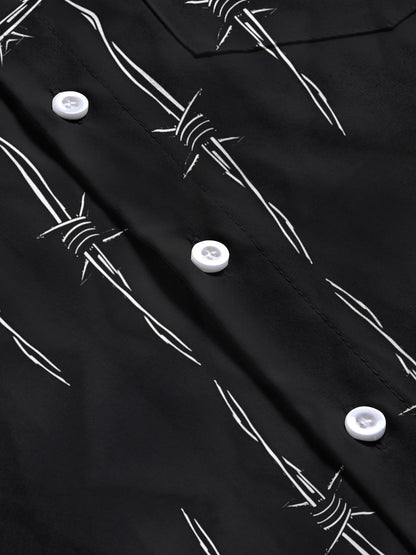 Wire Print Men's Pocket Short Sleeve Shirts