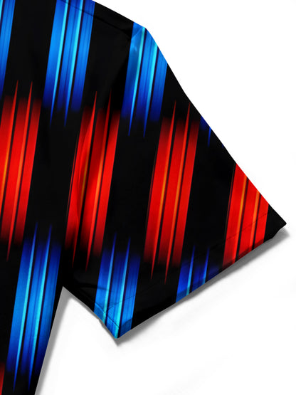 Geometric Gradient Print Men's Pocket Short Sleeve Shirts