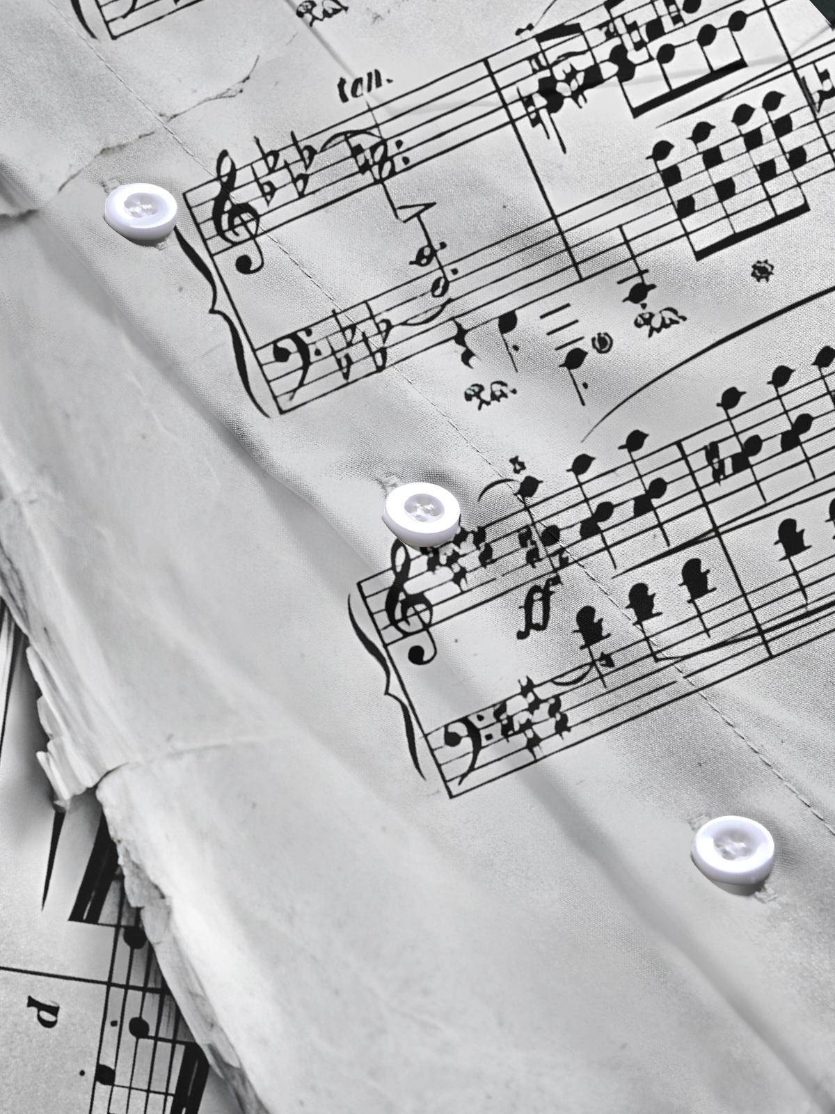 Sheet Music Print Men's Pocket Short Sleeve Shirts