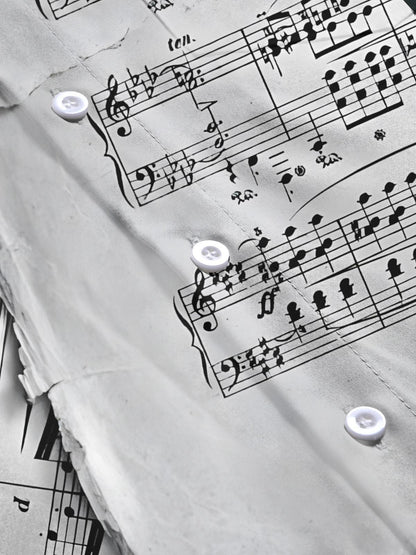 Sheet Music Print Men's Pocket Short Sleeve Shirts