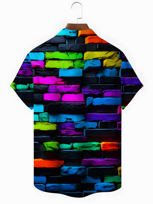 Geometric Print Men's Pocket Short Sleeve Shirts