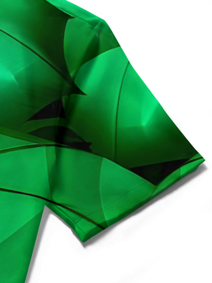 Green Umbrella Print Men's Pocket Short Sleeve Shirts