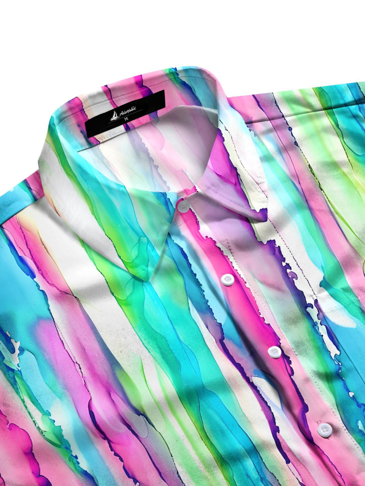 Gradient Print Men's Pocket Short Sleeve Shirts