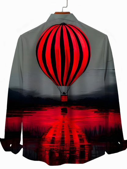 Hot Air Balloon Men's Pocket Long Sleeve Shirts