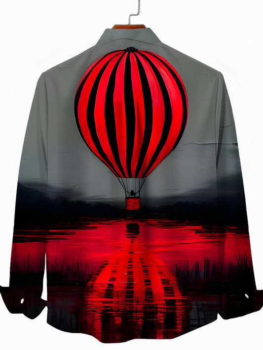 Hot Air Balloon Men's Pocket Long Sleeve Shirts