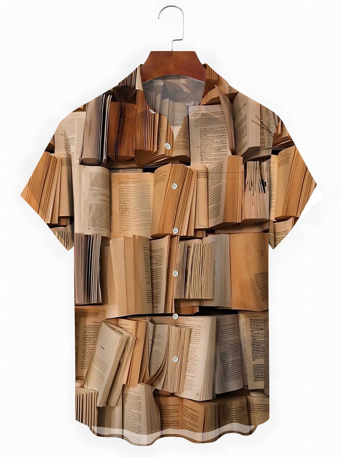 Book Print Men's Pocket Short Sleeve Shirts