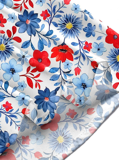 Hawaiian Floral Men's Pocket Short Sleeve Shirts