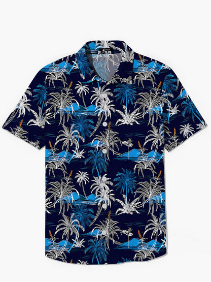 Hawaiian Coconut Tree Men's Pocket Short Sleeve Shirts