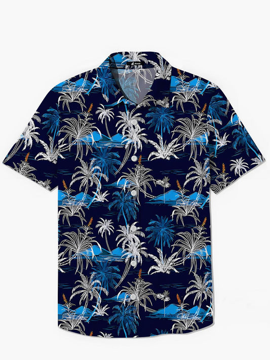Hawaiian Coconut Tree Men's Pocket Short Sleeve Shirts