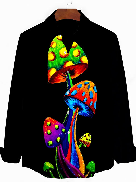 Mushroom Men's Pocket Long Sleeve Shirts