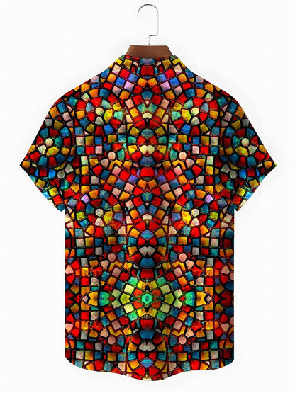 Geometry Men's Pocket Short Sleeve Shirts