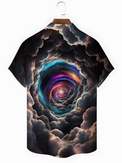 Abstract Swirl Print Men's Pocket Short Sleeve Shirts